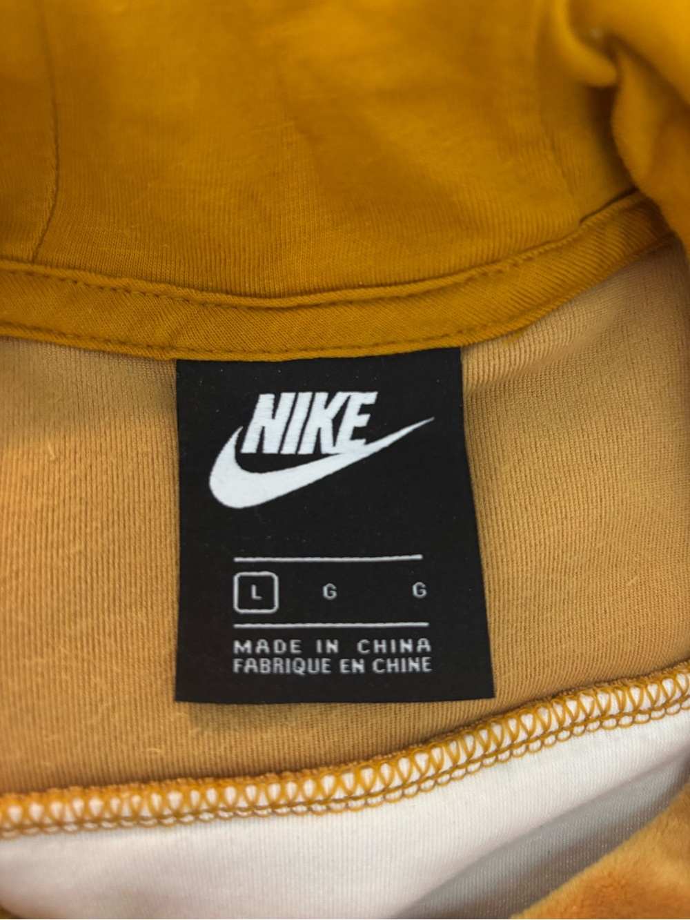 Nike Velour Crop Hoodie Large Mustard Gold Yellow Cream - Picture 6 of 6